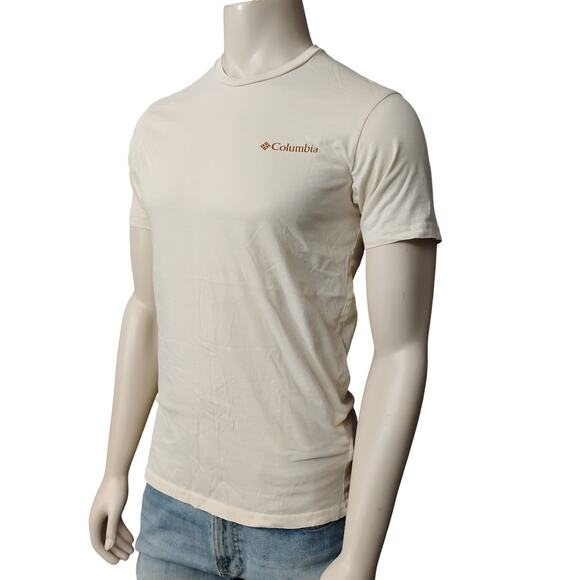 Columbia Sportswear Short Sleeve T-shirt Size Medium Beige Graphics on Back - Picture 4 of 6
